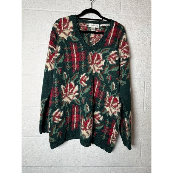 Paris Sport Club Sweaters - Vtg 80s/90s Paris Sport Club Hand Knit Mohair Blend Floral Sweater Cottagecore